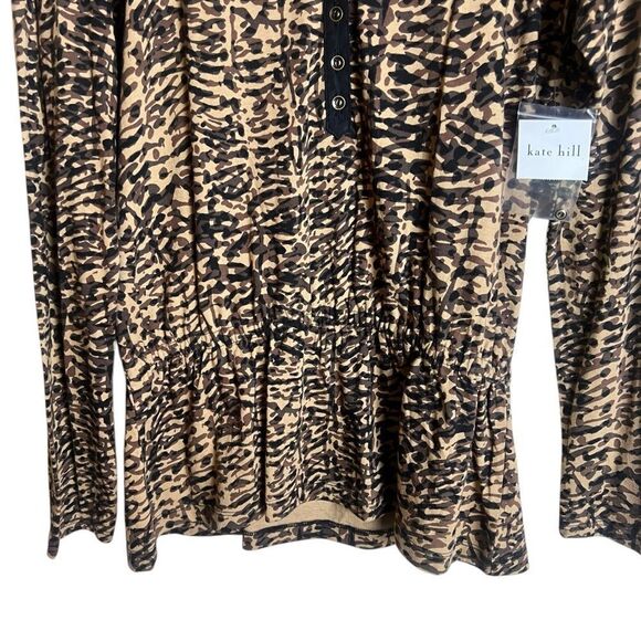 NWT! Kate Hill‎ cheeta print peplum top. Size small - Picture 5 of 7